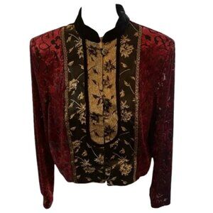 PG COLLECTIONS by Ginger Bort Mandarin Collar Jacket Buttons Burn Out Shiny 12 M